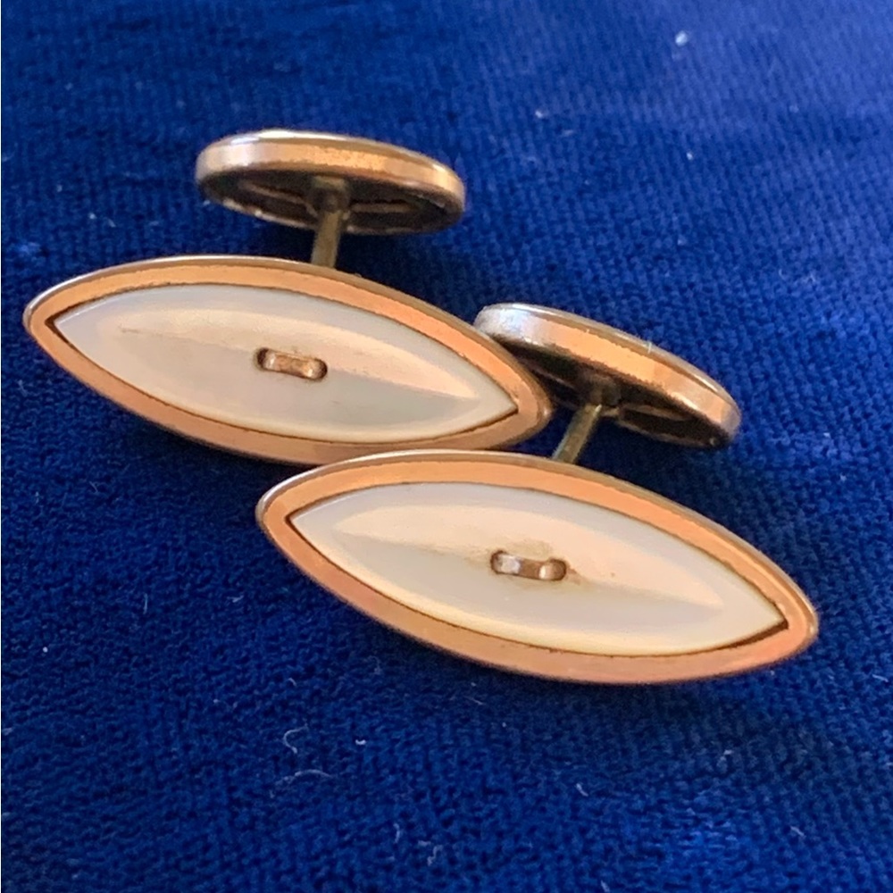 Antique Rolled Gold Plate Mother of Pearl Cufflinks